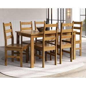 Conjunto com Mesa de Jantar Retangular e 6 Cadeiras em Madeira Maciça Serena Espresso Móveis