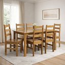 Ver imagem 1 de Conjunto com Mesa de Jantar 140cm Retangular e 6 Cadeiras 100% Madeira Maciça Serena Nogueira
