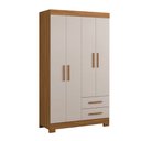Ver imagem 2 de Guarda-Roupa Solteiro 4 Portas 2 Gavetas Laranja/Freijo Trend/Branco New