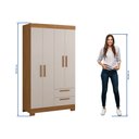 Ver imagem 5 de Guarda-Roupa Solteiro 4 Portas 2 Gavetas Laranja/Freijo Trend/Branco New