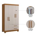 Ver imagem 4 de Guarda-Roupa Solteiro 4 Portas 2 Gavetas Laranja/Freijo Trend/Branco New