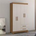 Ver imagem 1 de Guarda-Roupa Solteiro 4 Portas 2 Gavetas Laranja/Freijo Trend/Branco New