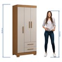 Ver imagem 6 de Guarda-Roupa Solteiro 3 Portas 2 Gavetas Laranja/Freijo Trend/Branco New