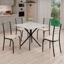 Ver imagem 1 de Conjunto Sala de Jantar Mesa Quadrada 70x70cm Tampo Madeira MDP 4 Cadeiras Rio Preto/Creme/Fosco