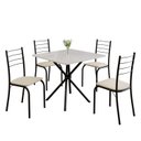Ver imagem 2 de Conjunto Sala de Jantar Mesa Quadrada 70x70cm Tampo Madeira MDP 4 Cadeiras Rio Preto/Creme/Fosco