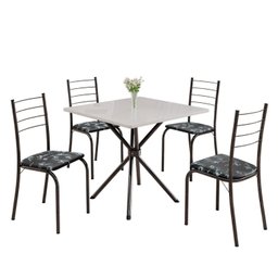 Conjunto Sala de Jantar Mesa Quadrada 70x70cm Tampo Madeira Mdp 4 Cadeiras Rio - 2