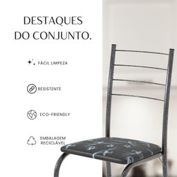 Conjunto Sala de Jantar Mesa Quadrada 70x70cm Tampo Madeira Mdp 4 Cadeiras Rio - 10
