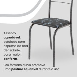Conjunto Sala de Jantar Mesa Quadrada 70x70cm Tampo Madeira Mdp 4 Cadeiras Rio - 6