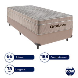 Cama Box Camurça Solteiro Bege e Colchão Airtech Spring Pocket M. Ensacadas Ortobom - 4