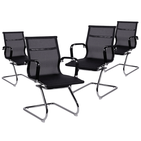 Kit 4 Cadeiras de Escritório Executiva Fixa Tela Mesh Preto