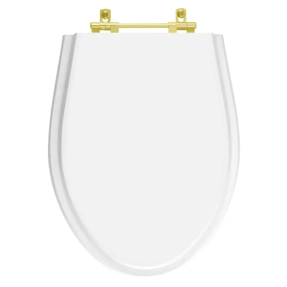 Assento Sanitário Poliéster Absolute Branco para vaso Ideal Standard Com Ferragem Dourada - 1