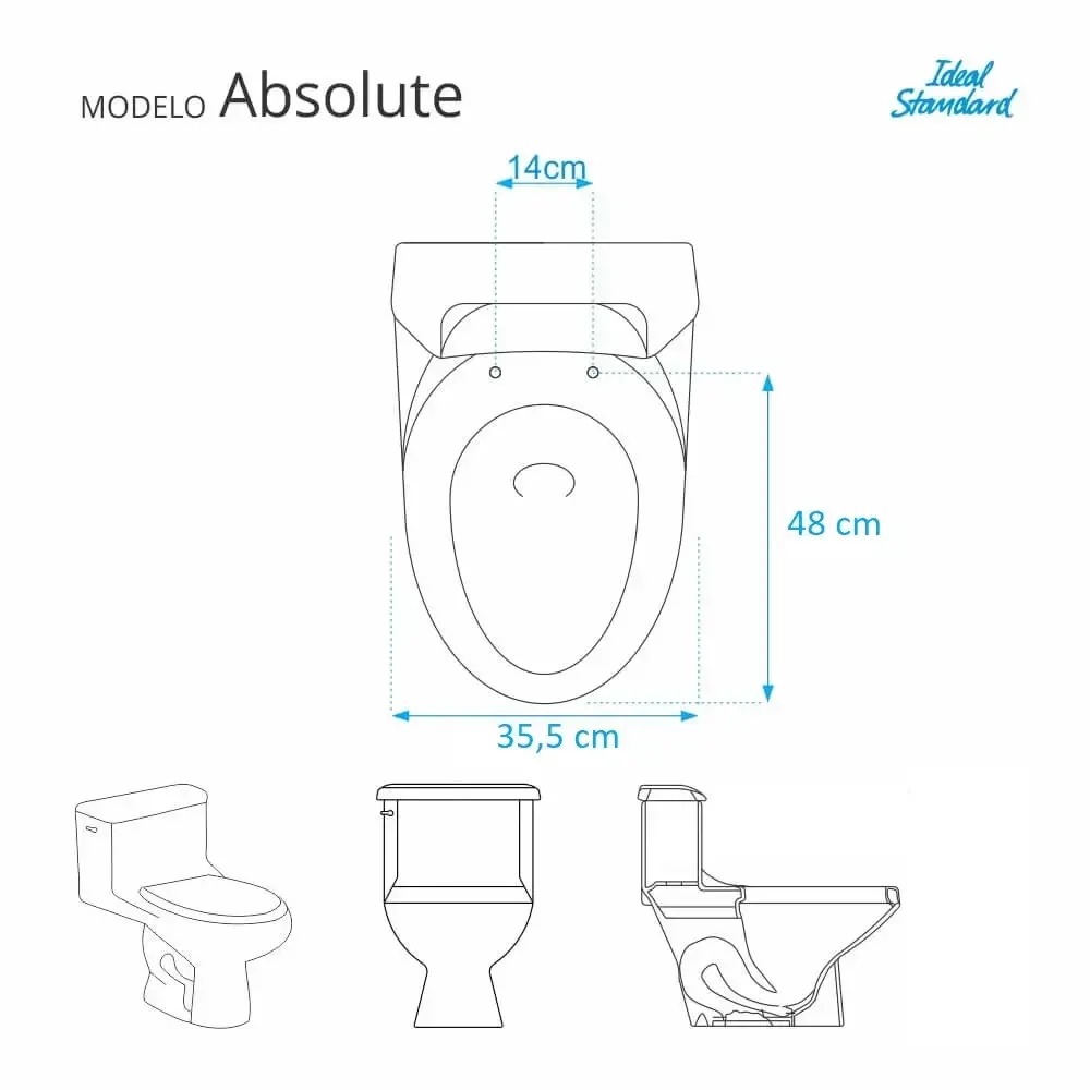 Assento Sanitário Poliéster Absolute Branco para vaso Ideal Standard Com Ferragem Dourada - 3