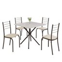 Ver imagem 2 de Conjunto Sala de Jantar Mesa Quadrada 70x70cm Tampo Madeira MDP 4 Cadeiras Rio Prata/Creme/Mart