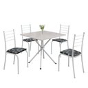 Ver imagem 2 de Conjunto Sala de Jantar Mesa Quadrada 70x70cm Tampo Madeira MDP 4 Cadeiras Rio Branco/Preto Floral