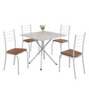 Ver imagem 2 de Conjunto Sala de Jantar Mesa Quadrada 70x70cm Tampo Madeira MDP 4 Cadeiras Rio Branco/C. Marrom