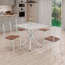 Ver imagem 1 de Conjunto Sala de Jantar Mesa Quadrada 70x70cm Tampo Madeira MDP 4 Cadeiras Rio Branco/C. Marrom