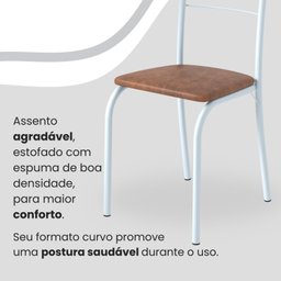 Conjunto Sala de Jantar Mesa Quadrada 70x70cm Tampo Madeira Mdp 4 Cadeiras Rio - 6