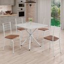 Ver imagem 1 de Conjunto Sala de Jantar Mesa Quadrada 70x70cm Tampo Madeira Mdp 4 Cadeiras Rio