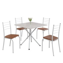 Conjunto Sala de Jantar Mesa Quadrada 70x70cm Tampo Madeira Mdp 4 Cadeiras Rio - 2