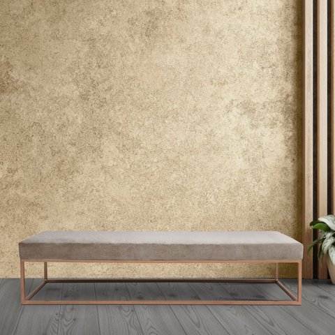 Puff Giulia para Sala de Estar 100cm Azul Bege