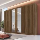 Ver imagem 1 de Guarda Roupa Casal 6 Portas com 4 Portas Ripadas Potente com Espelho - Móveis Europa