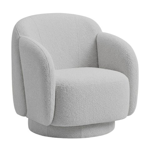 Poltrona Decorativa Avany Base Giratória Bouclé Cinza Claro - Nexta Casa