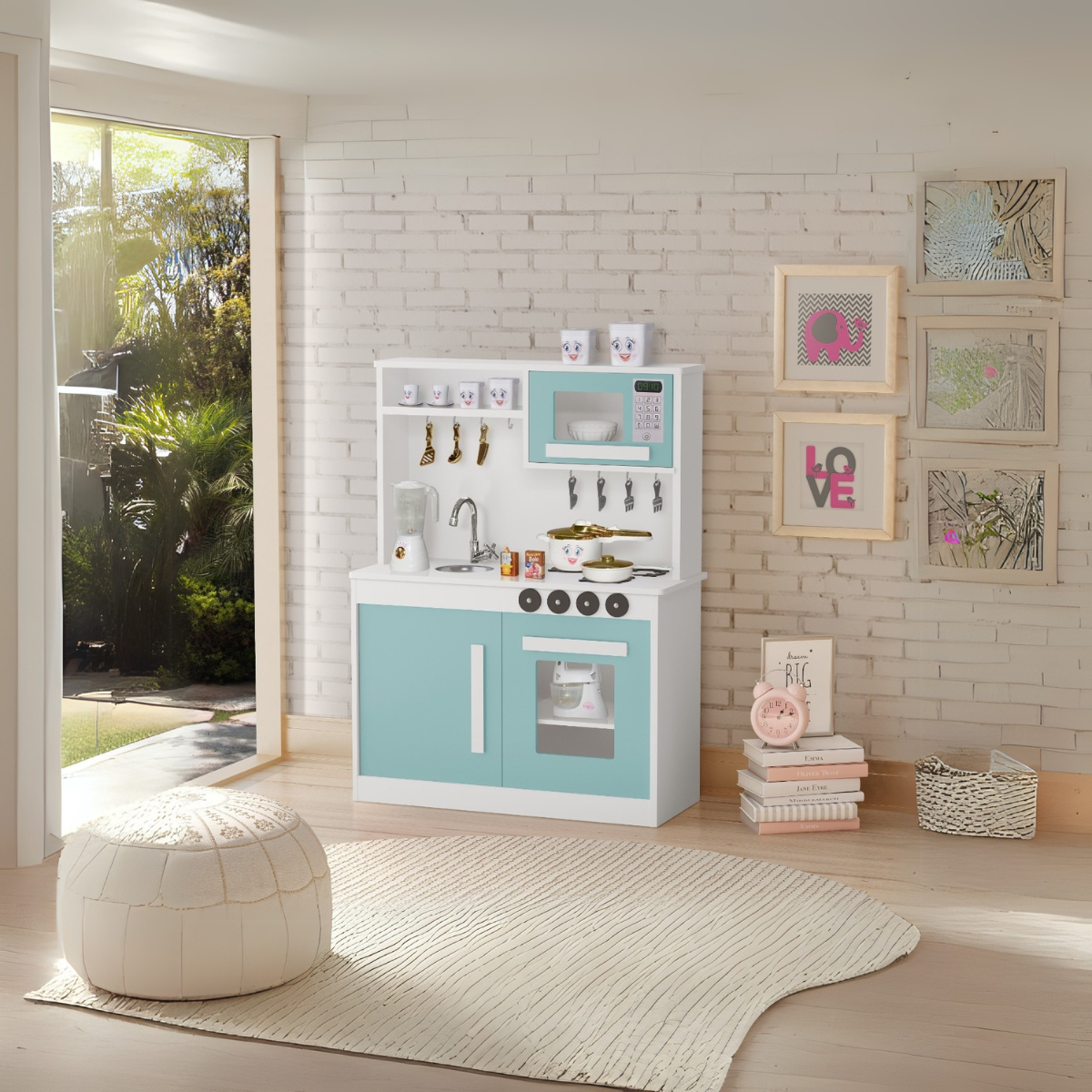 Cozinha Perfeita Infantil Diversão  Estilo Em MDF Com Pia Forno E Micro-ondas
