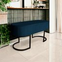 Ver imagem 2 de Banco Recamier Decorativa Luana Base Preta Veludo Azul Marinho - Montanaris Decor