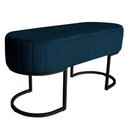 Ver imagem 1 de Banco Recamier Decorativa Luana Base Preta Veludo Azul Marinho - Montanaris Decor