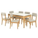 Ver imagem 2 de Conjunto Sala de Jantar Mira Premium Madeira Maciça C/ Tampo Madeirado C/ Vidro 160x90cm e 6