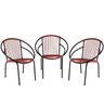 Conjunto de 3 Cadeiras Eclipse Vermelho de Área e Fibra Sintética  com UV PROTECT. - 1