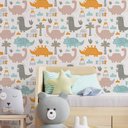Ver imagem 1 de Papel de Parede Infantil Desenhos de Dinossauros-60x300cm