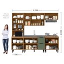 Ver imagem 4 de Cozinha Modulada Toscana 5 Peças Mdf com Aéreo 1200 Porta de Vidro e Paneleiro