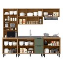 Ver imagem 2 de Cozinha Modulada Toscana 5 Peças Mdf com Aéreo 1200 Porta de Vidro e Paneleiro