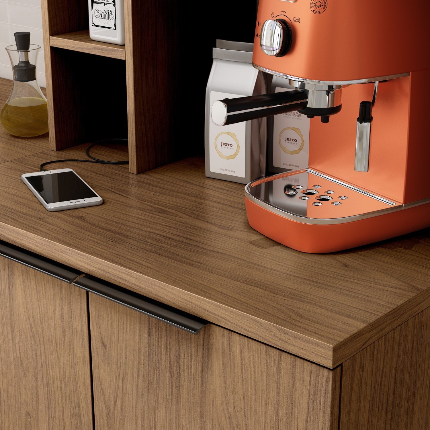 Cozinha Modulada Toscana 5 Peças Mdf com Aéreo 1200 Porta de Vidro e Paneleiro - 6