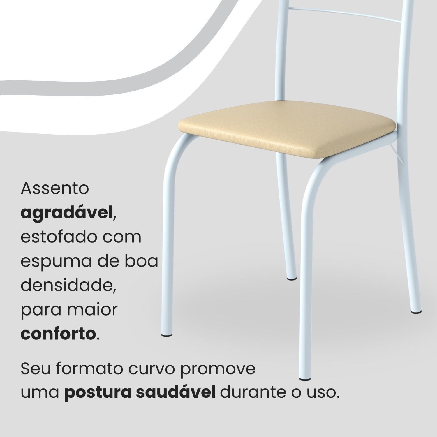 Conjunto Sala de Jantar Mesa Quadrada 70x70cm Tampo Madeira Mdp 4 Cadeiras Rio - 6