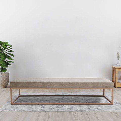 Puff para Sala de Estar Giulia 140 Cm Azul Bege
