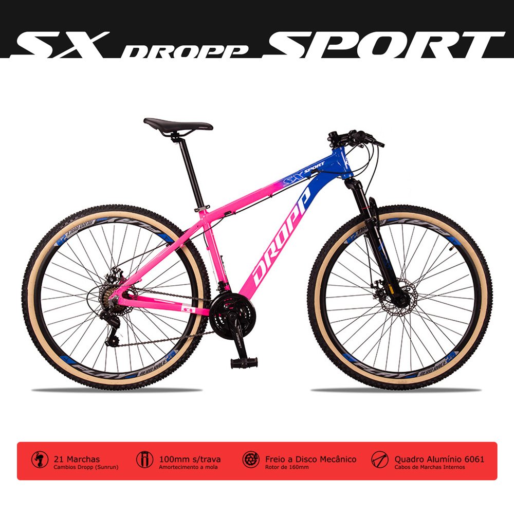 Bicicleta SX Sport Aro 29 Quadro Alumínio 21 Marchas Shimano TZ Freio a Disco Mecânico - Dropp - Ros - 5