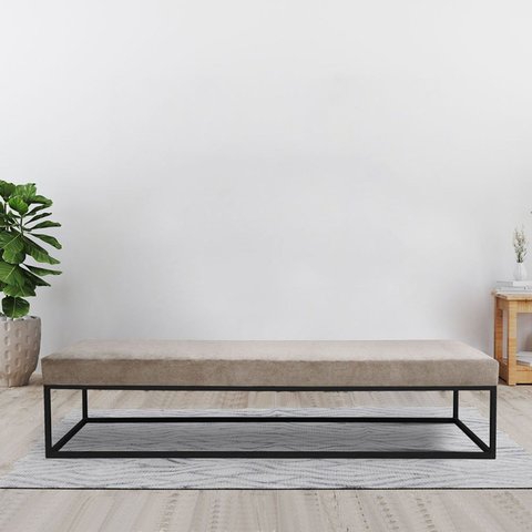 Puff para Sala de Estar Giulia 160 Cm Azul Bege