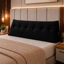 Ver imagem 2 de Almofada Decorativa Cabeceira Bella Encosto Apoio de Lombar 190cm King Suede Preto - Monari Design