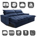 Ver imagem 3 de Sofá Retrátil e Reclinável 2,95m Molas Ensacadas Cama inBox Elegance com ThermoGel Velusoft Azul