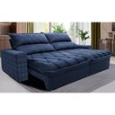 Ver imagem 1 de Sofá Retrátil e Reclinável 2,95m Molas Ensacadas Cama inBox Elegance com ThermoGel Velusoft Azul