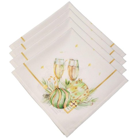 Kit 4 Guardanapos de Tecido Brinde de Natal 40cmx40cm Dourado