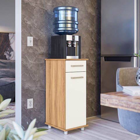 Balcão Bebedouro Isis Multiuso com 1 Porta 1 Gaveta Cozinha - Freijó/off White Cristal