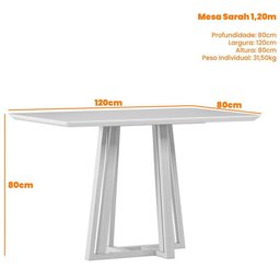 Mesa Sarah 120x80cm - Ypê-off White - 2