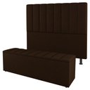 Ver imagem 1 de Kit Cabeceira E Baú Cama Box King 195Cm Suede Marrom