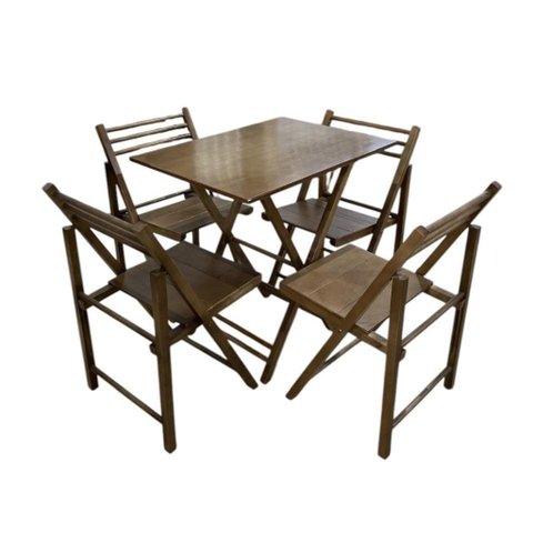 Conjunto Dobrável Mesa e 4 Cadeiras Castanho