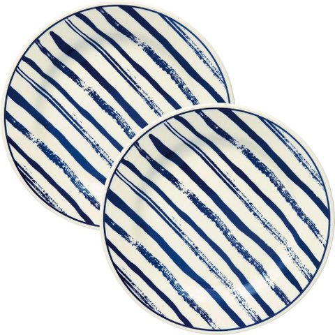 Kit Jogo Pratos Raso Jantar 8pçs 8 Pessoas Margaridas 24cm