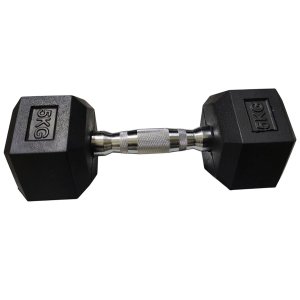Halter Peso 5kg Sextavado Dumpbell Emborrachado Cromado Academia Musculaçao Treino Fortalecimento Ex