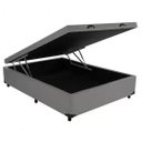 Ver imagem 2 de Cama Báu Box Base Casal Sintético Cinza com Pistão a Gás.